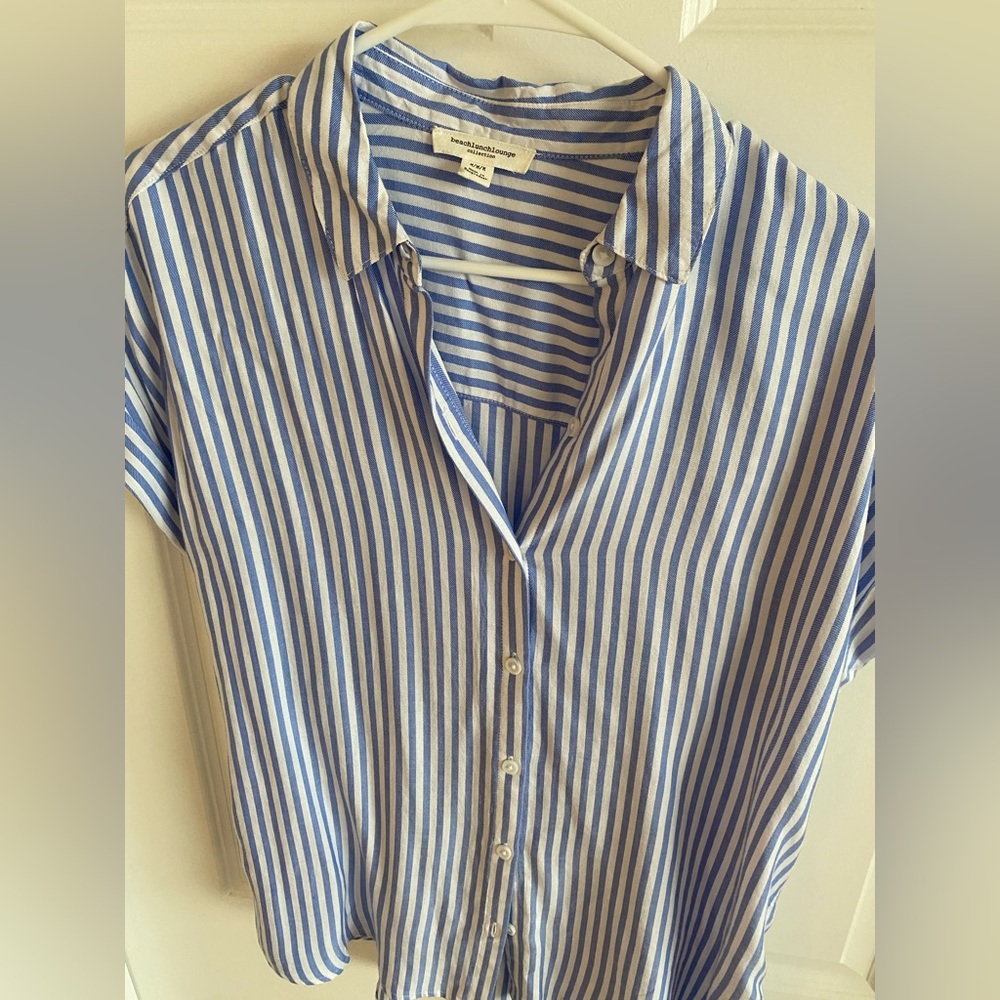beachlunchlounge Blue and White Striped Blouse - Picture 5 of 8